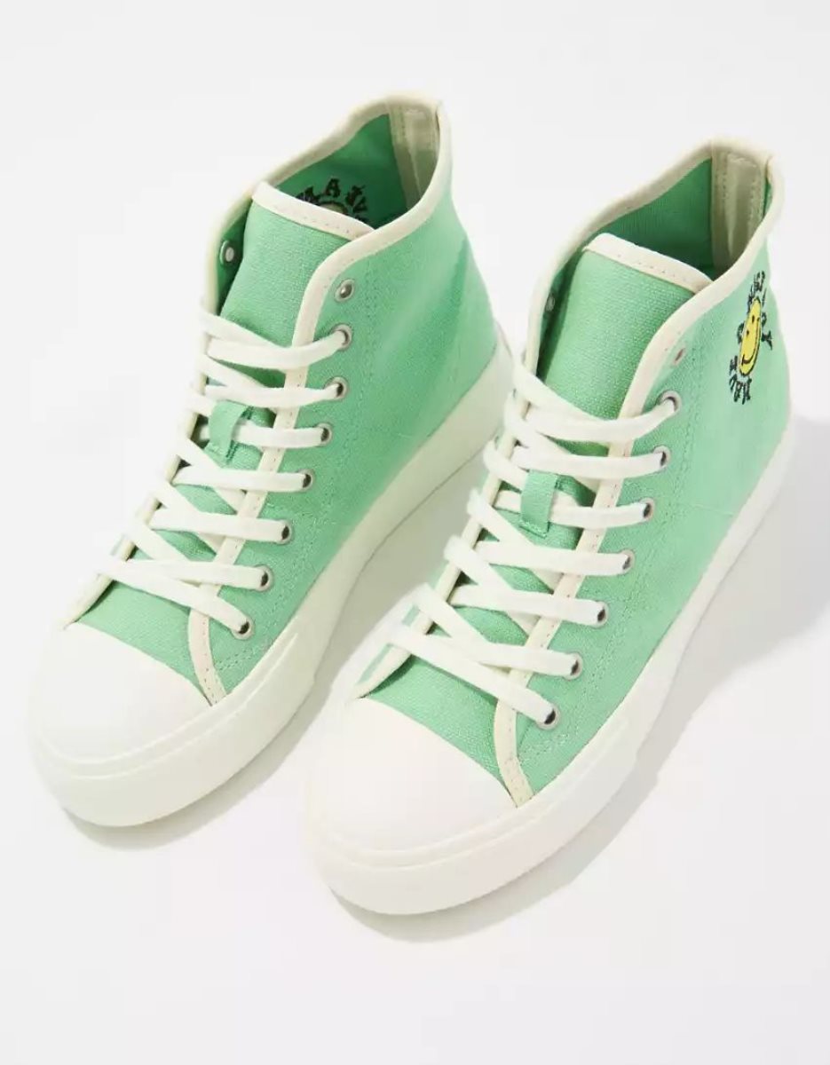 Baskets American Eagle AE Smiley Tela Plateforme High-Top Vert Femme | IHA-05912163